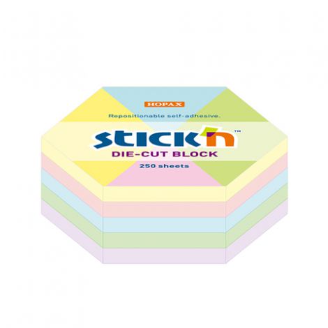 Karteczki samoprzylepne Stick'n 61x70mm, 250szt Sześciokąt pastelowy